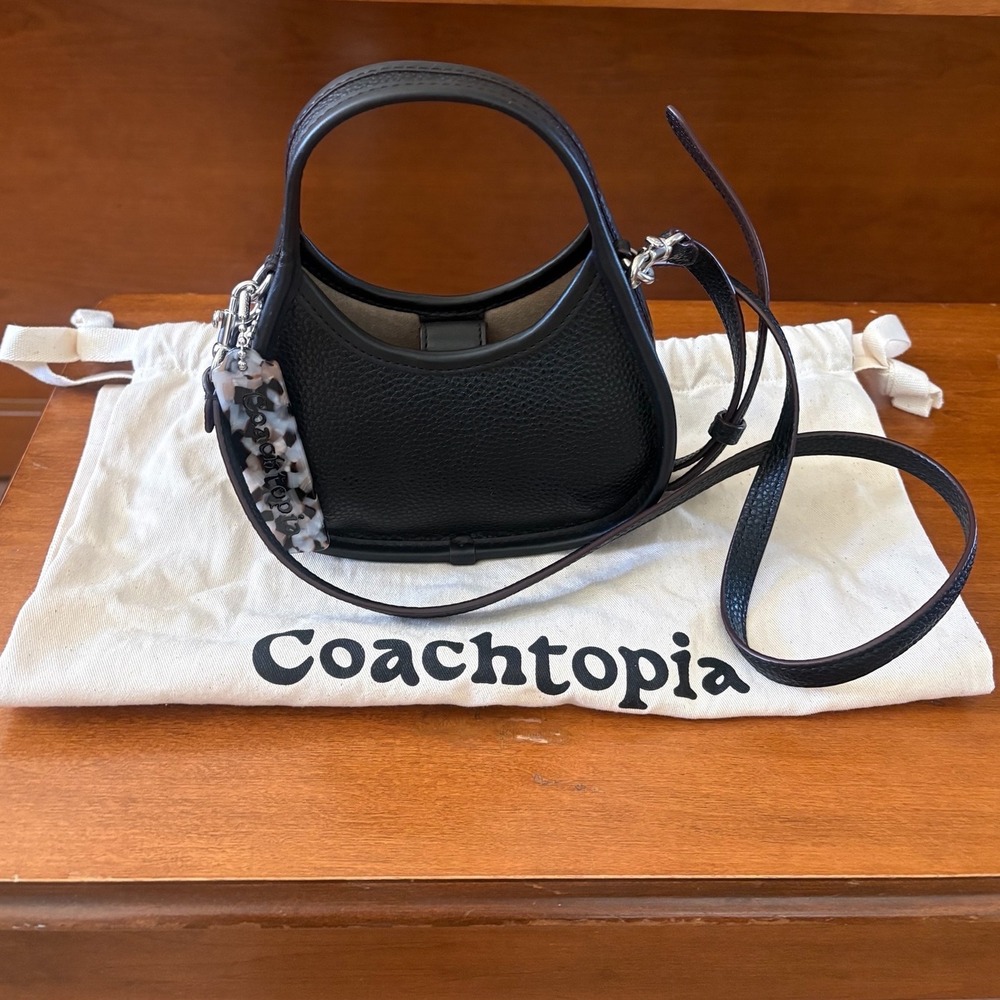 Coach Coachtopia Mini Ergo Bag Black Pebbled Leather Crossbody CO662